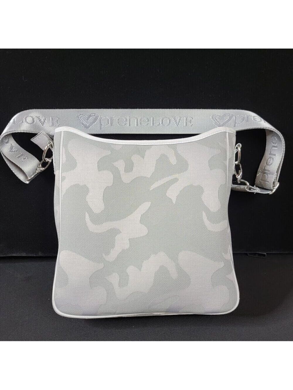 PreneLOVE Grey Camo Neoprene Crossbody Bag – Yellow Lining, Adjustable Strap - Picture 2 of 13